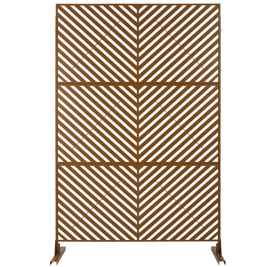 Outdoor & Indoor Privacy Screen Metal Privacy Screen 76' H×48' W, Freestanding Decorative Privacy Screen for Deck Balcony Patio, Privacy Fence Panels for Outside Lawn Garden PS113 BROWN
