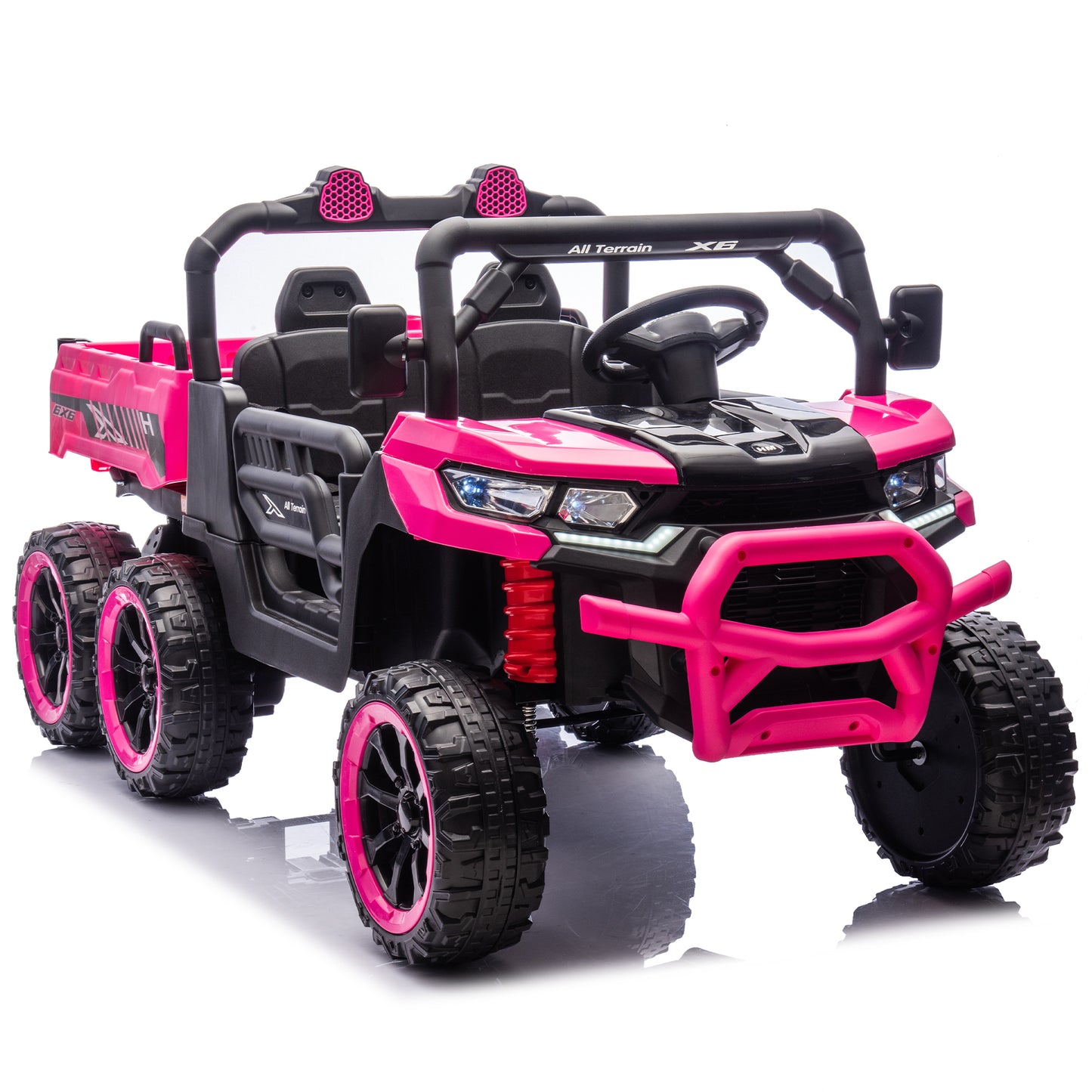 24V Two-seater Kids Ride On Six-wheel Electric Dump Truck W/Parents Control,4WD,Six-wheel Suspension,High Endurance,Music,Bluetooth,USB,24V UTV W/Shovel&Slow Start,Speeds 1.86-3.11 MPH For Kids 2-6.