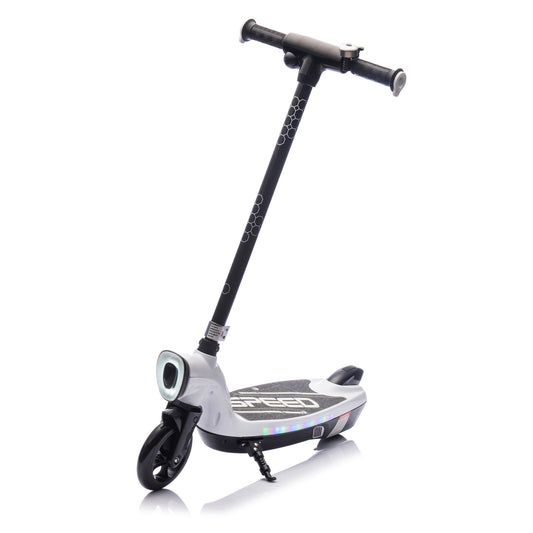 Kids Ride On Electric Scooter With Kickstand,Scooter Bell,Faster Speed And Longer Usage Time,Rear Brake,Wider Pedal,Non-Slip Handle,Colorful LED Lights,5.59-6.84 MPH For Kids 6+.
