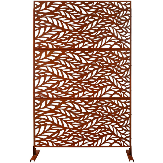 Outdoor & Indoor Privacy Screen Metal Privacy Screen 76' H×48' W, Freestanding Decorative Privacy Screen for Deck Balcony Patio, Privacy Fence Panels for Outside Lawn Garden PS110 RUSTY