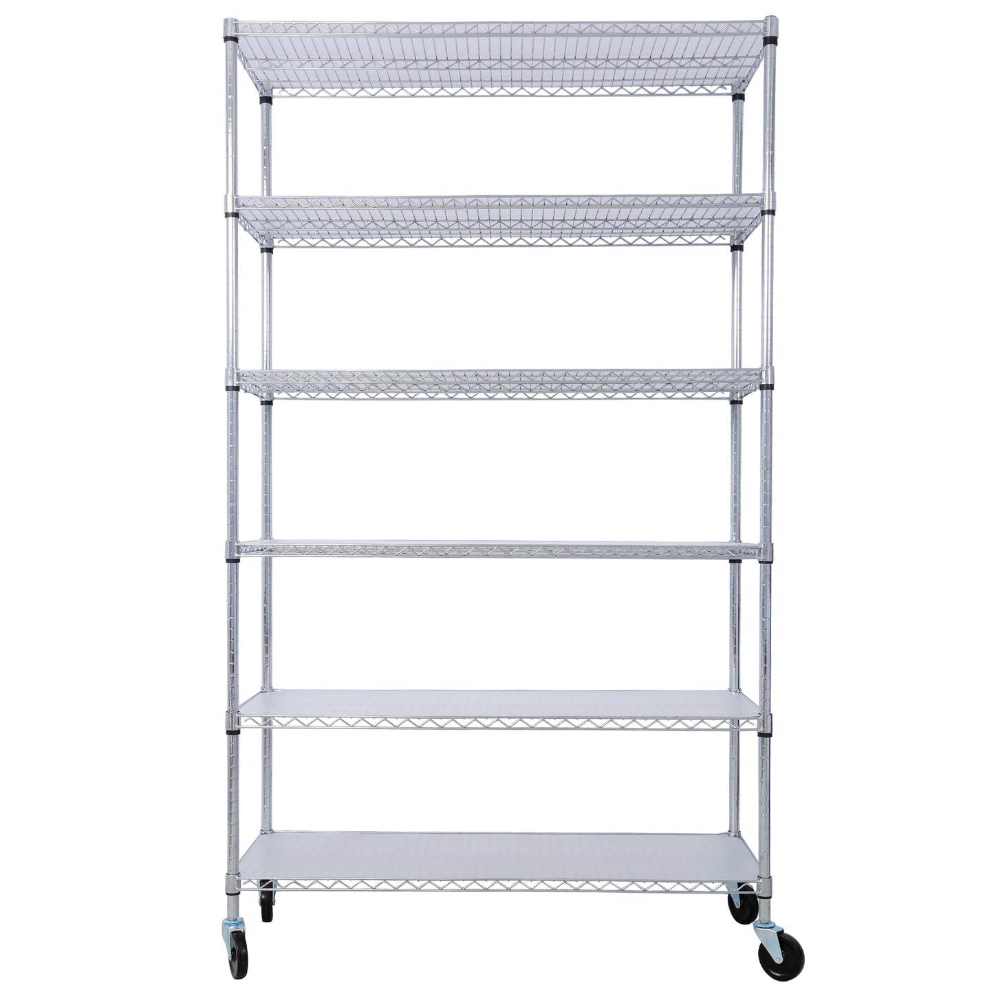 6 Tier 6000lbs Capacity NSF Metal Shelf Wire Shelving Unit, Heavy Duty Adjustable Storage Rack with Wheels & Shelf Liners for Commercial Grade Utility Steel Storage Rack, chrome- 82'H x 48'L x 18'D