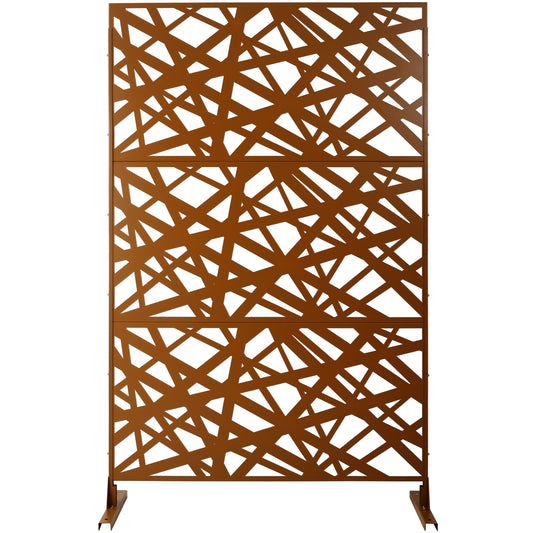 Outdoor & Indoor Privacy Screen Metal Privacy Screen 76' H×48' W, Freestanding Decorative Privacy Screen for Deck Balcony Patio, Privacy Fence Panels for Outside Lawn Garden PS117 BROWN