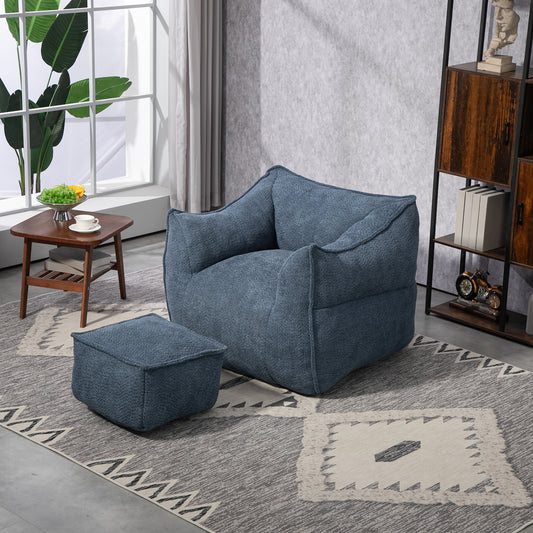 COOLMORE Bean Bag Chair Lazy Sofa/Footstool Durable Comfort Lounger High Back Bean Bag Chair Couch for Adults and Kids, Indoor & Outdoor (Navy)