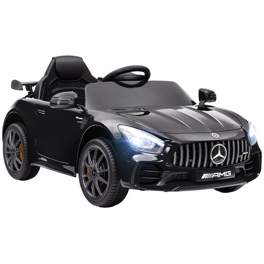 Mercedes-Benz AMG GTR Licensed 12V Kids Ride on Car, Battery Powered Kids Electric Car with Remote Control, Transport Wheels, Soft Start, Lights, Music, Horn & 3 Speeds for 3-6 Years, Black
