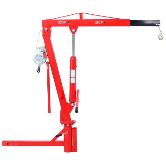 500Lb Pickup Truck Hydraulic PWC Dock Jib Engine Hoist Crane Hitch Mount Lift 2' Hitch Mount, Red