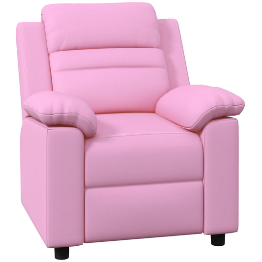 Kids Recliner Chair, Toddler Leather Sofa Lounge Chair with Armrest, Footrest, Headrest for Boys and Girls 3-9 Years Old, Pink
