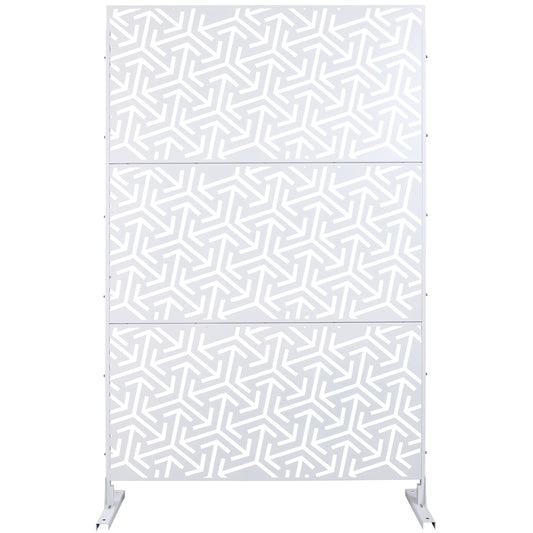 Outdoor & Indoor Privacy Screen Metal Privacy Screen 76' H×48' W, Freestanding Decorative Privacy Screen for Deck Balcony Patio, Privacy Fence Panels for Outside Lawn Garden PS120 WHITE