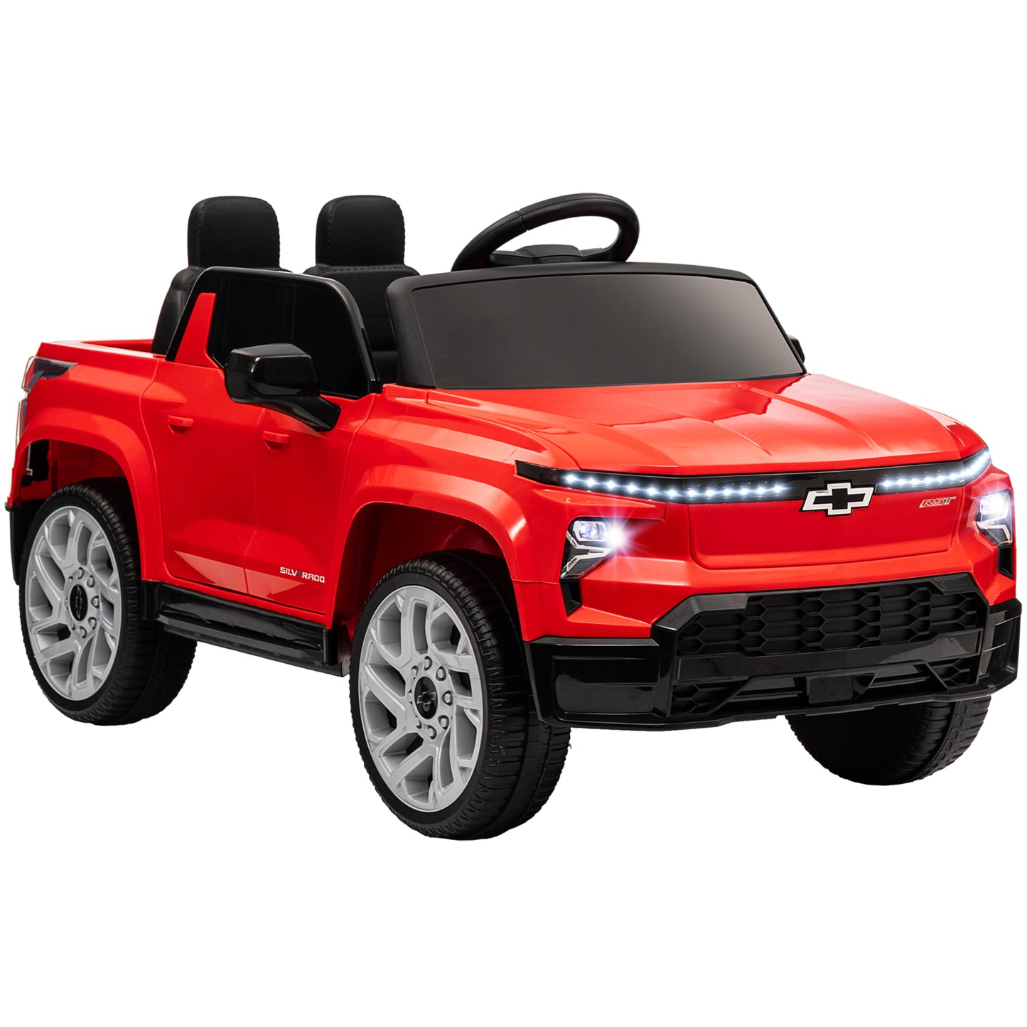 12V Kids Electric Car, Chevrolet Silverado EV RST Licensed Ride on Car with Parent Remote Control, Spring Suspension, Soft Start, Training Wheels, LED Lights, Music, MP3, 3 Speed, Red