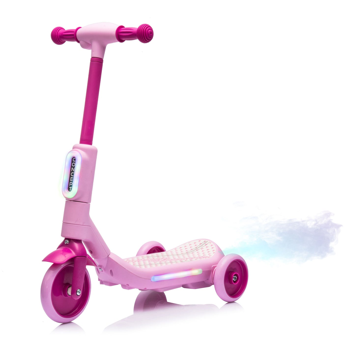 2in1 Kids Ride On Three-Wheel Electric Scooter,Tail Color Lights W/Spray,Wider Pedal,PU Wheels For Effective Floor Protection,Independent Light Switch With Music,One Button Acceleration For Kids 3+