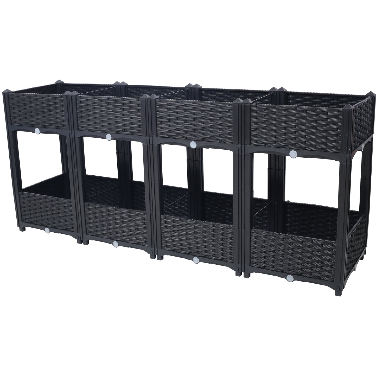Planter Raised Beds - Elevated Planter Garden Box with Drainage Plug Raised Garden Beds for Vegetable/Flower/Herb Outdoor Standing Planter Beds Gardening Kit,Black,63'x15.7'x27.7'