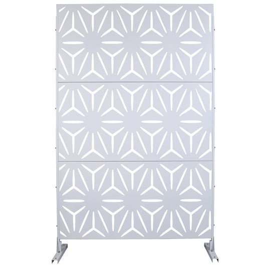 Outdoor & Indoor Privacy Screen Metal Privacy Screen 76' H×48' W, Freestanding Decorative Privacy Screen for Deck Balcony Patio, Privacy Fence Panels for Outside Lawn Garden PS104 WHITE